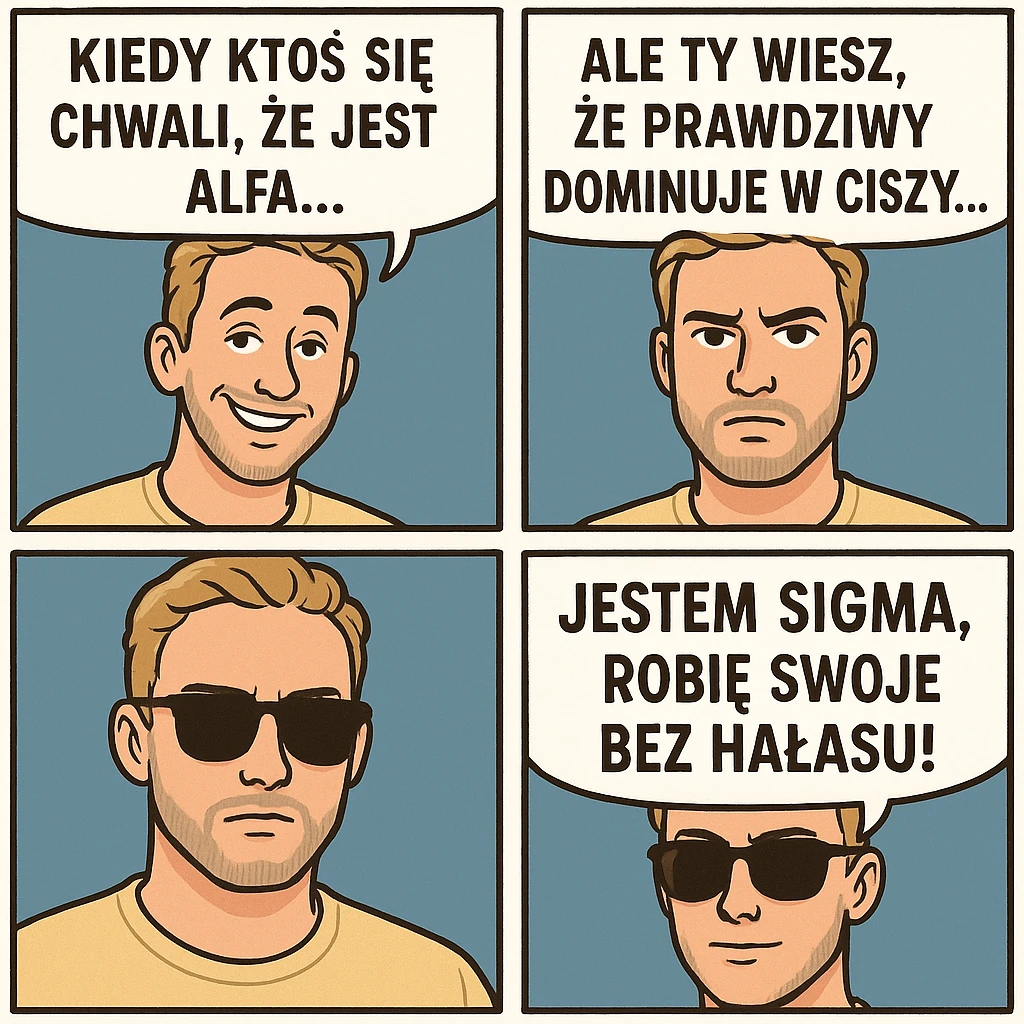 zrób komis, że ktoś jest "sigma" żart. Inspiruj się zanymi twarzami (in polish language) emoji