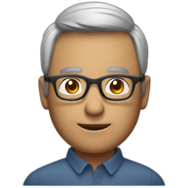 Men AI assistant with glasses 60 years old emoji