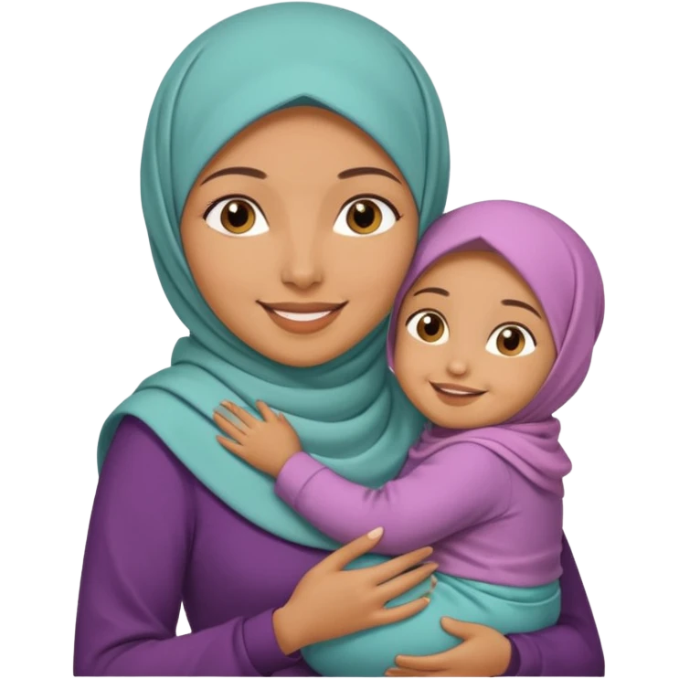 Make a Muslim with a kid wearing a hijab  emoji