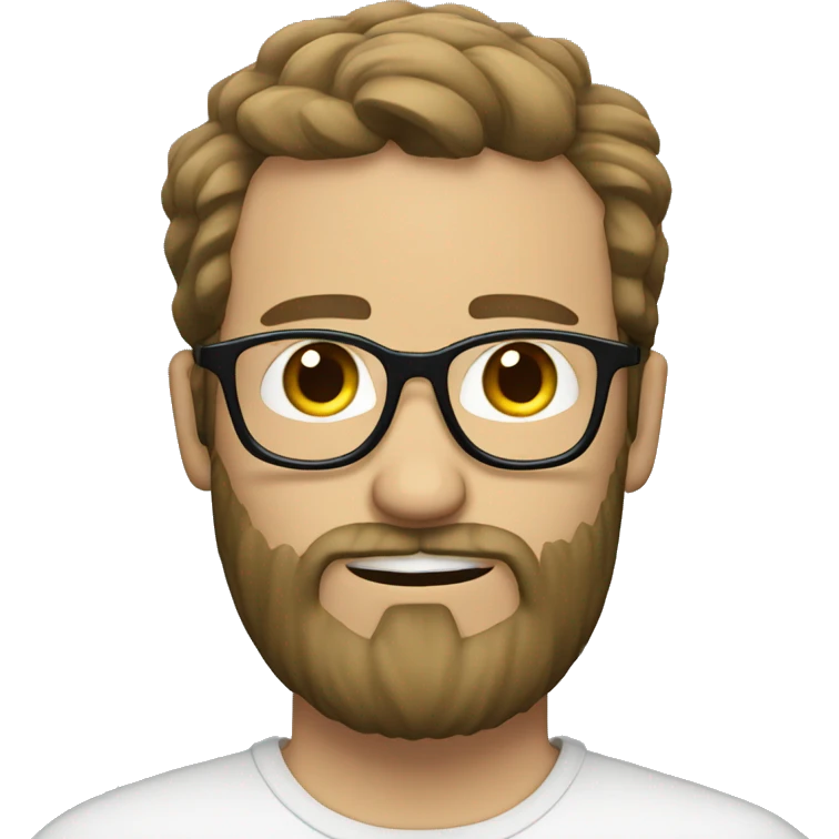 full bearded white guy, black haired with glasses emoji