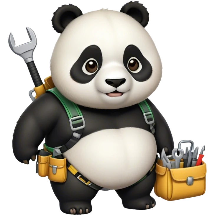 Chubby panda with tool belt emoji