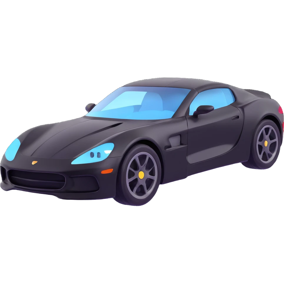 Show a transparent film next to the black high-end sports car, separated and ready for application, premium 3D style emoji