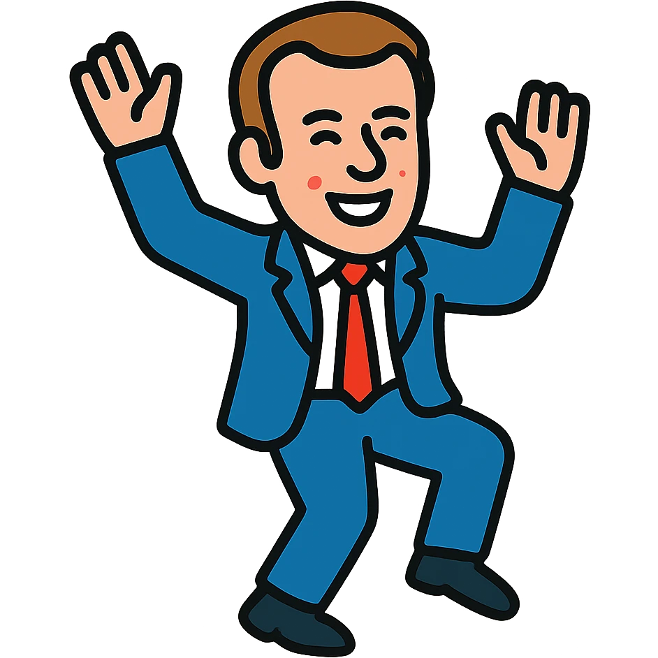 French President Macron dancing joyfully emoji