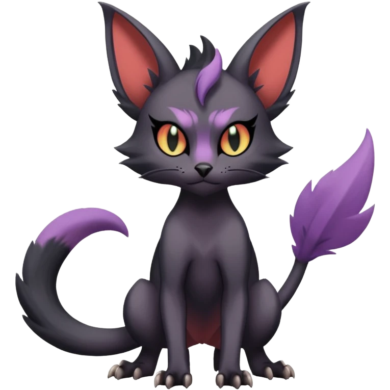 Black edgy cute Noivern-Noibat-Purloin-Torracat-Lykoi-Caracal-cat-Fakemon-fusion-hybrid-creature emoji
