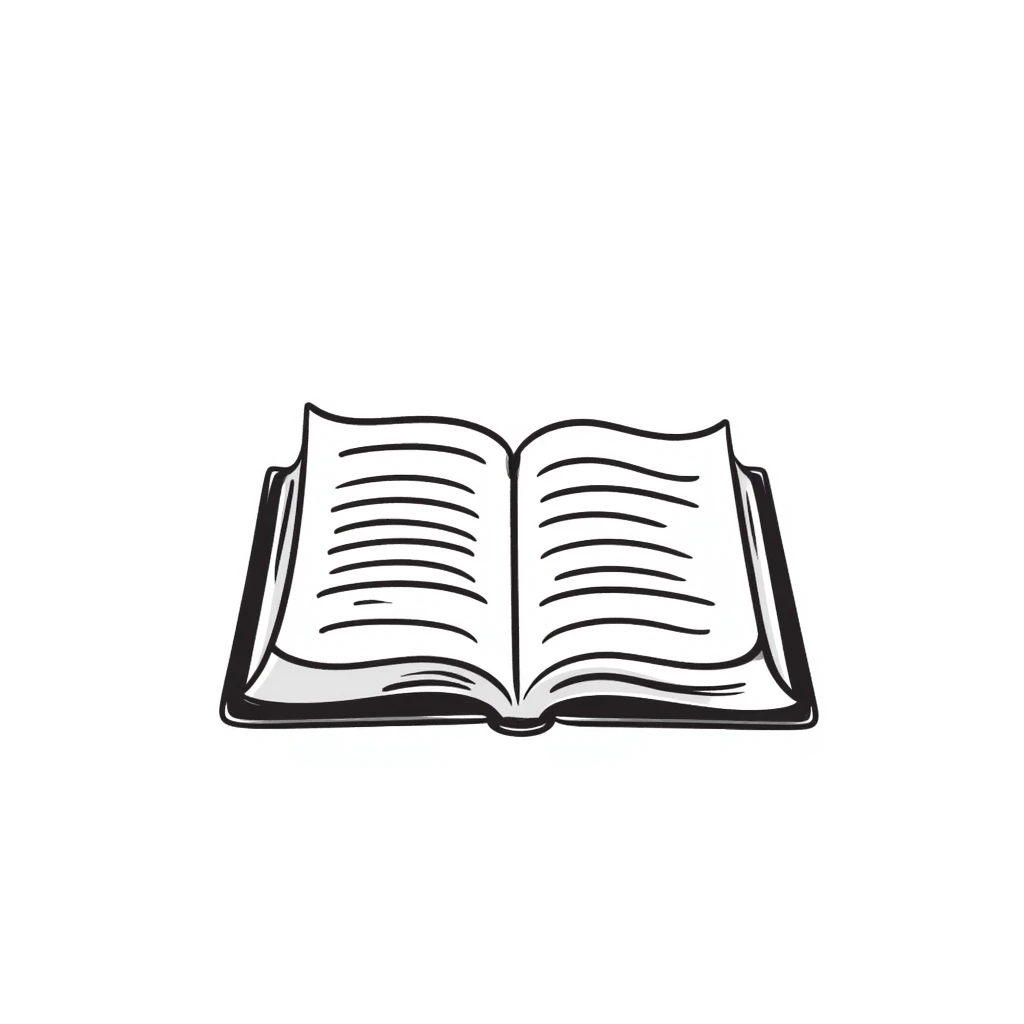 open bible with visible text lines, hand drawn doodle style emoji