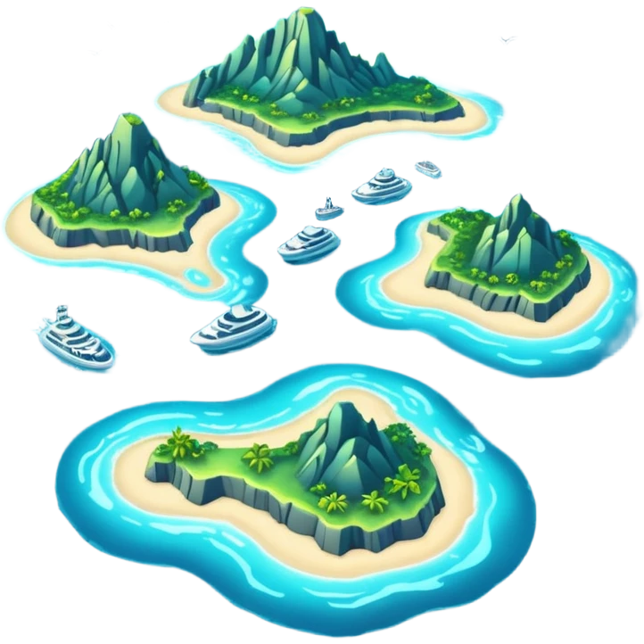 futuristic sea map with islands emoji