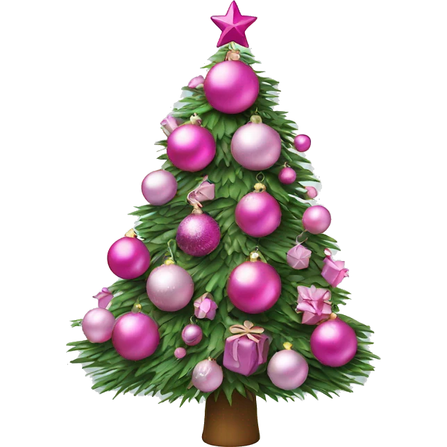 Christmas tree with pink ornaments  emoji