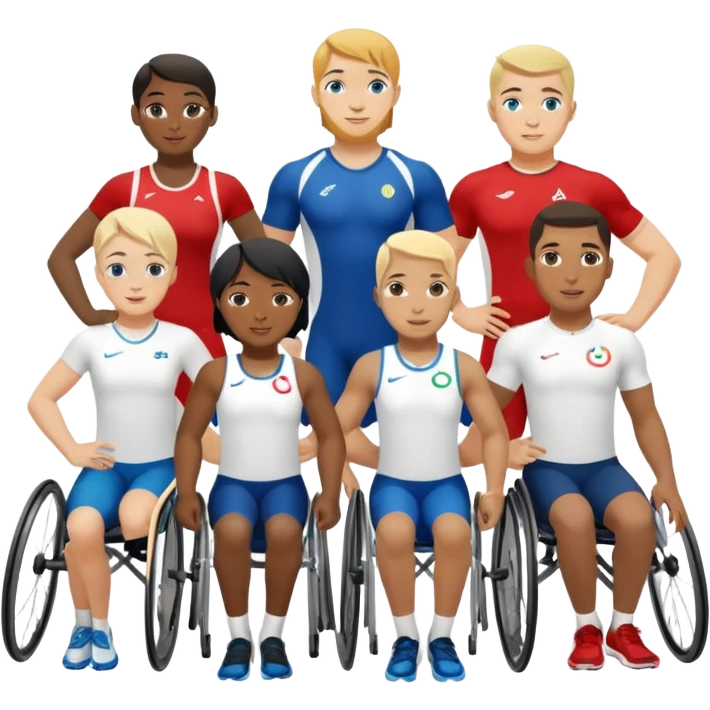 paralympic games avec des athletes disable avec les anneaux emoji