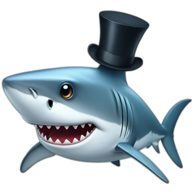 Shark with a top hat emoji