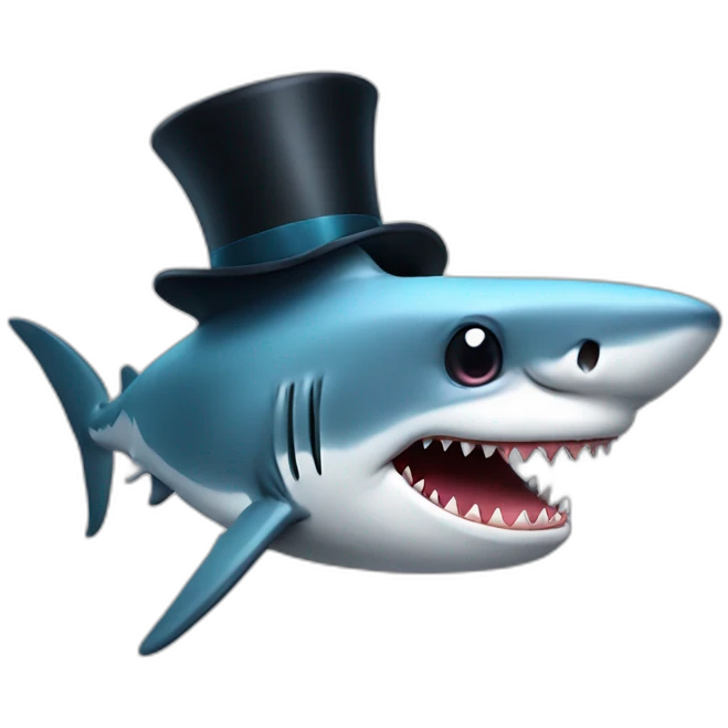 Shark with a top hat emoji