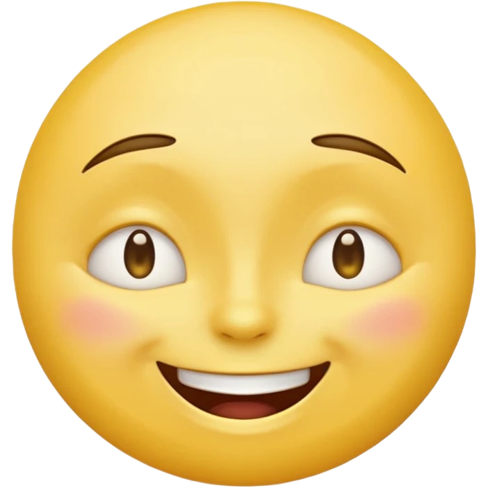 yellow emoji face, eyes shut tight, eyebrows arched upwards, upper teeth exposed in a cheerful smile emoji