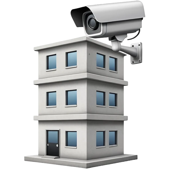 building with security cameras emoji