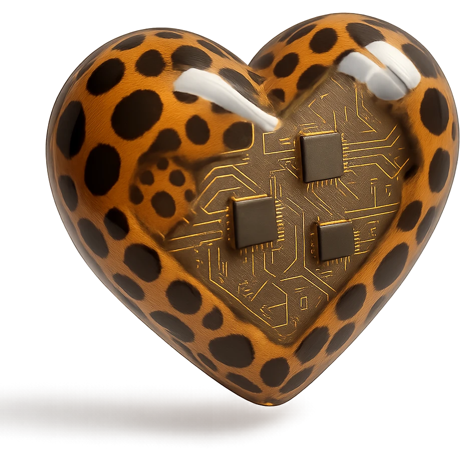 leopard print heart, shiny 3D, realistic effect emoji