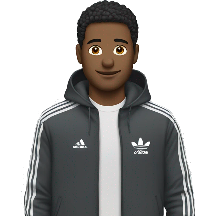 The man is dressed in adidas emoji