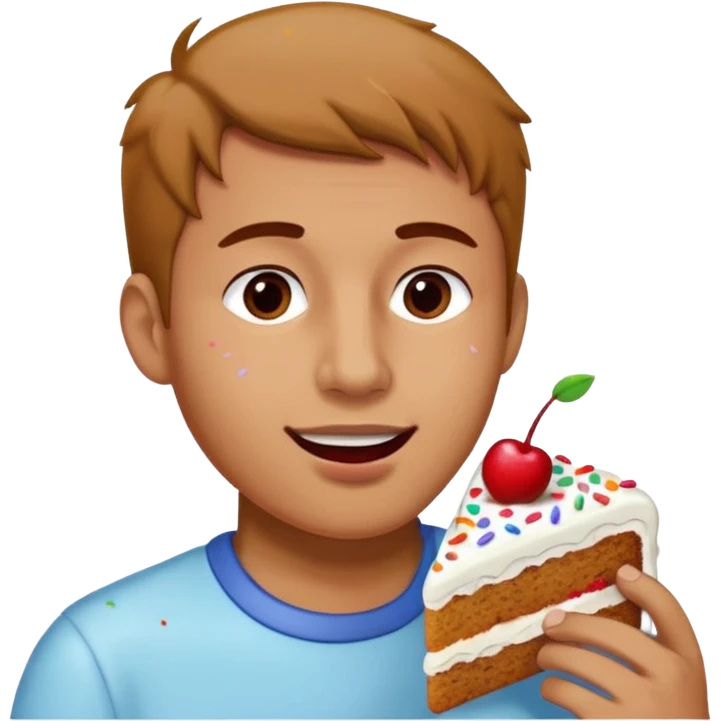 man enjoying eating a cake emoji