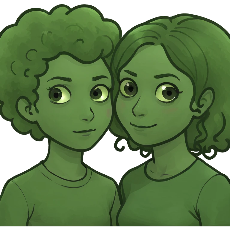 Straight hair mom and curly hair kid emoji