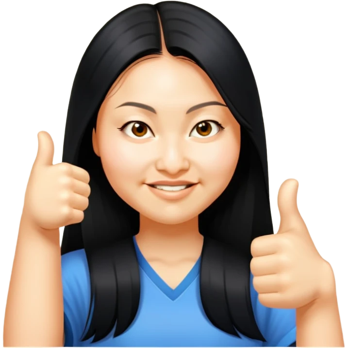 Asian girl long hair giving thumbs up emoji