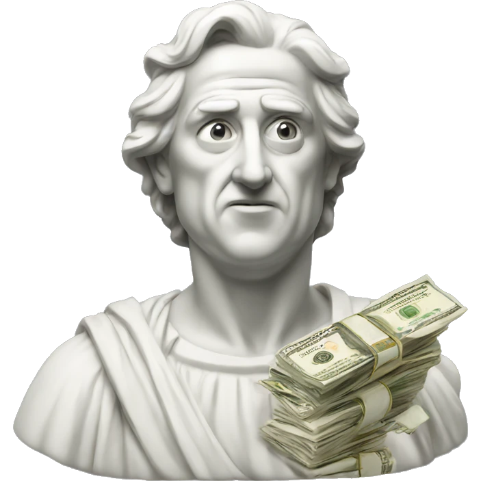 italian statue shocked with money emoji