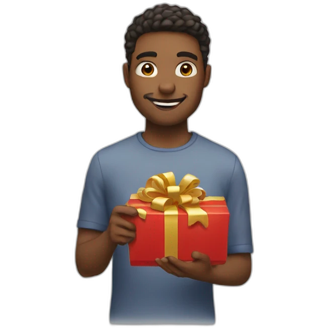 guy opening gift love emoji