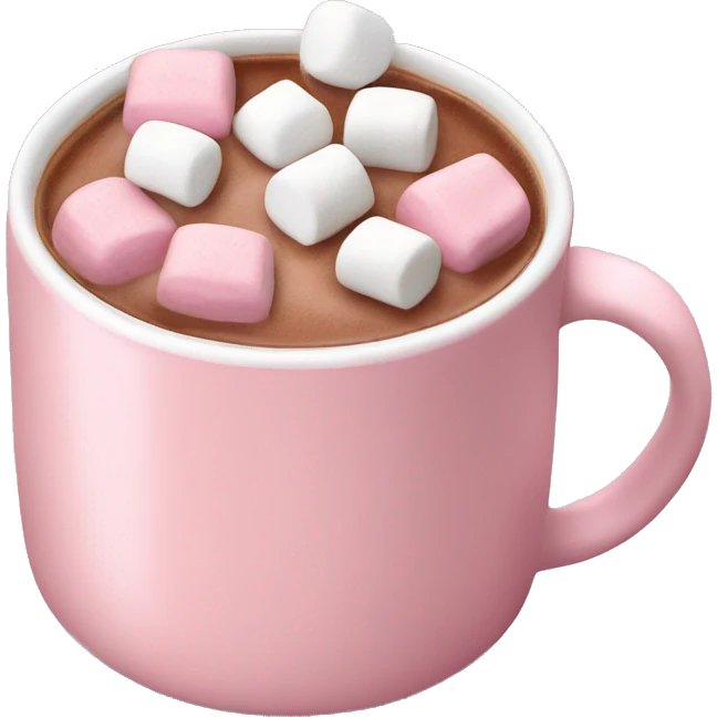 Light Pink mug of hot chocolate with marshmallows  emoji