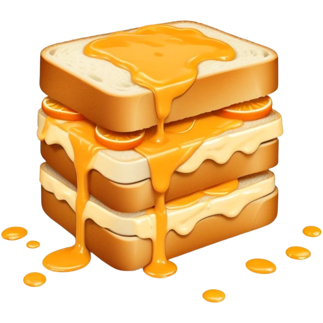 Sandwich with a ton of creamy orange sauce dripping on the sides emoji