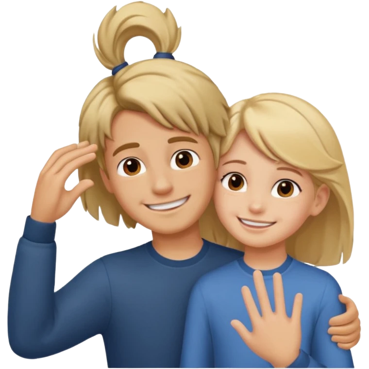 a boy putting a girls hair behind her ear gesture emoji