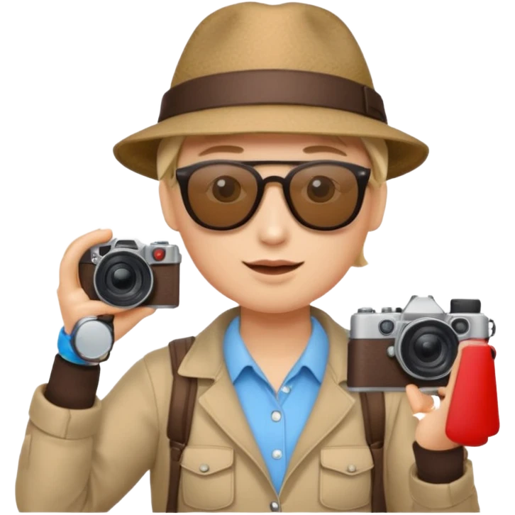 a tourisst in europe holding a camera emoji
