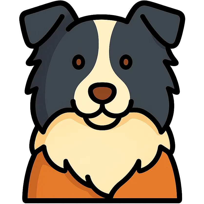 border collie dog, color outline icon style emoji