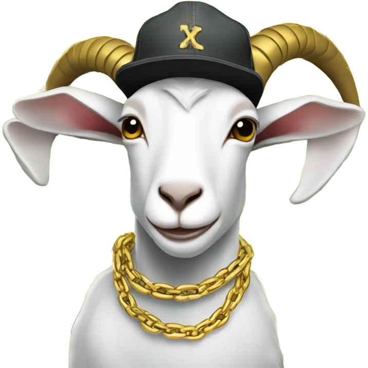 A Goat with gold chains and money and a cap  emoji