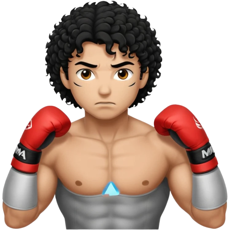 Mma fighter with curly hair emoji