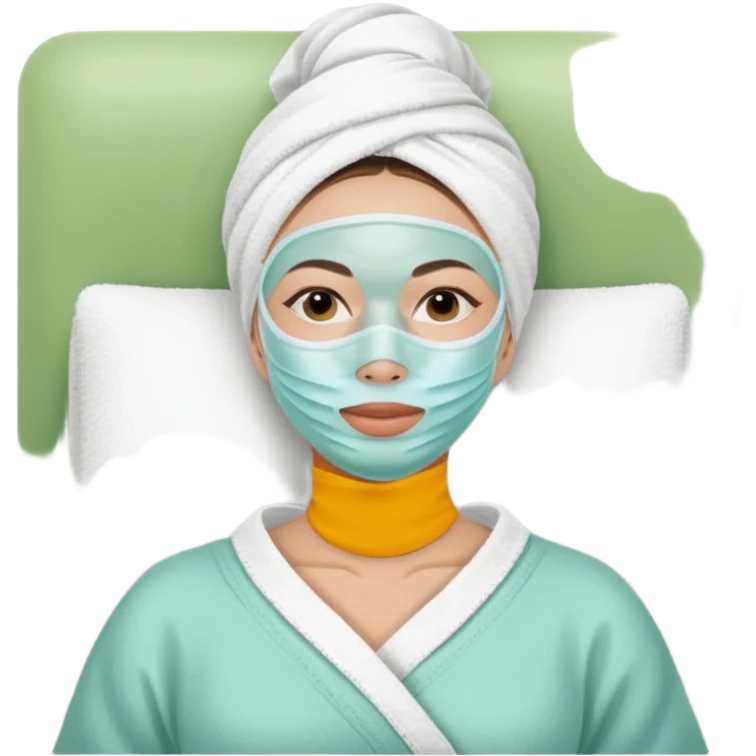 Lady with face mask spa beauty full face relaxing emoji