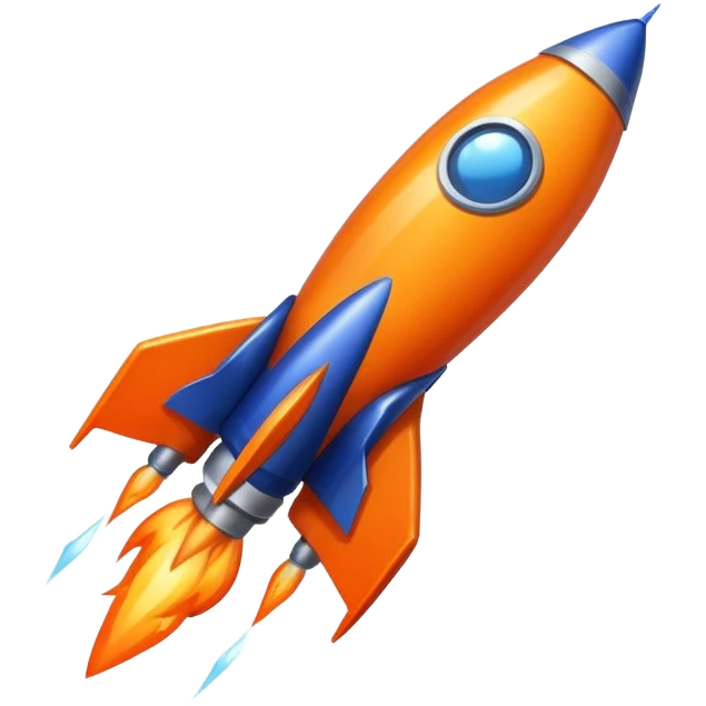 orange and dark blue rocket emoji