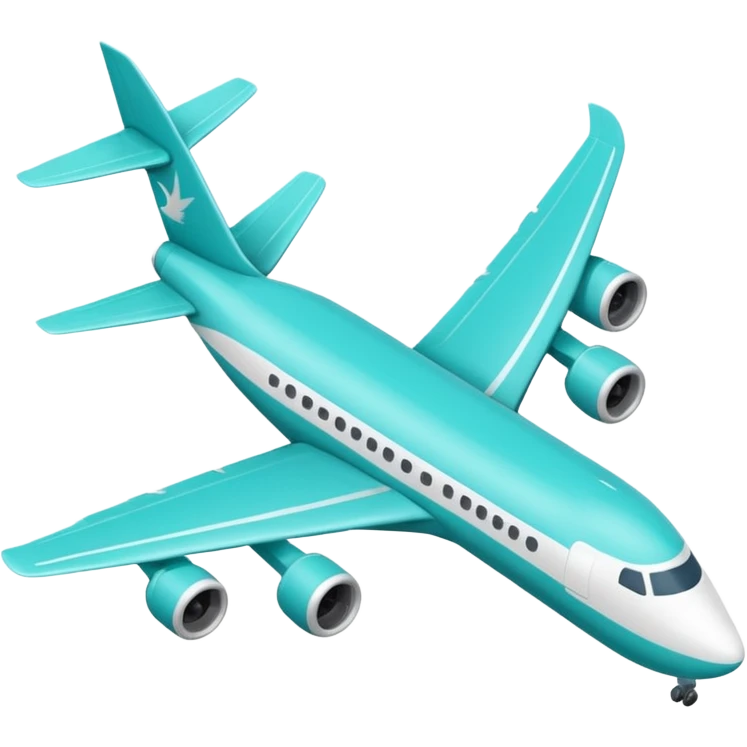 Minimalist outline airplane with elegant wings, monoline icon, thin contour lines, no fill, transparent background, vector style, premium travel emoji, aqua teal #40B2D6 outline, 512x512 emoji