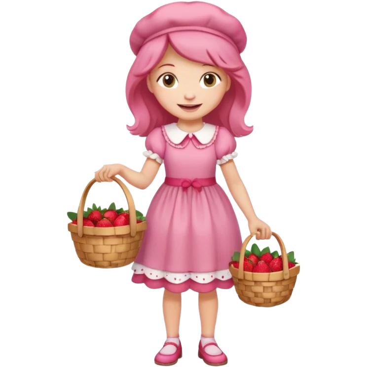 pretty and cute realistic modern day cartoon character strawberry shortcake full body emoji