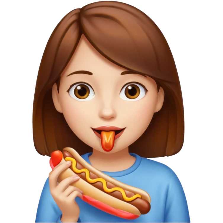 girl with brown hair smoking a hotdog  emoji