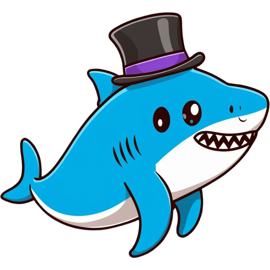 Shark with a top hat emoji