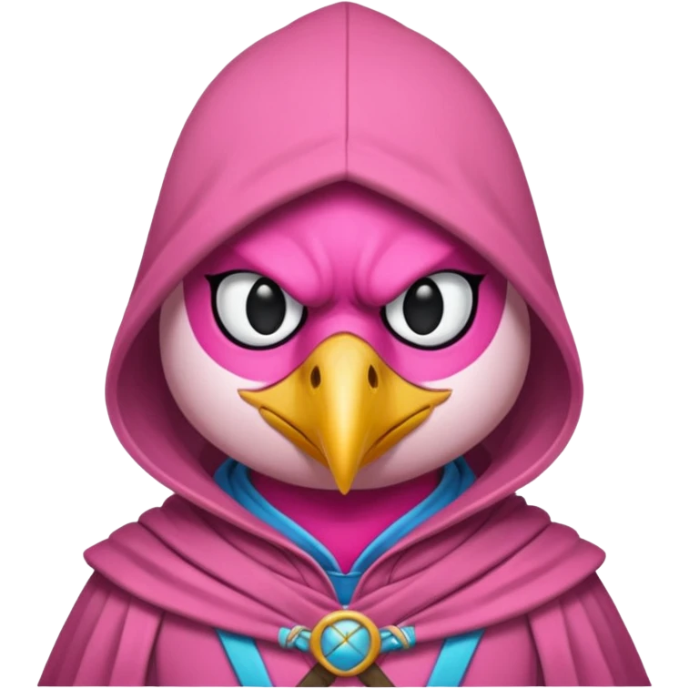 bird warrior with hood, pink emoji