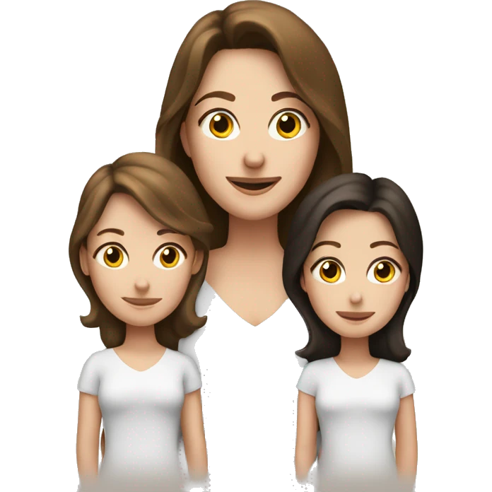 brunette white mom with 5 brunette white daughters emoji