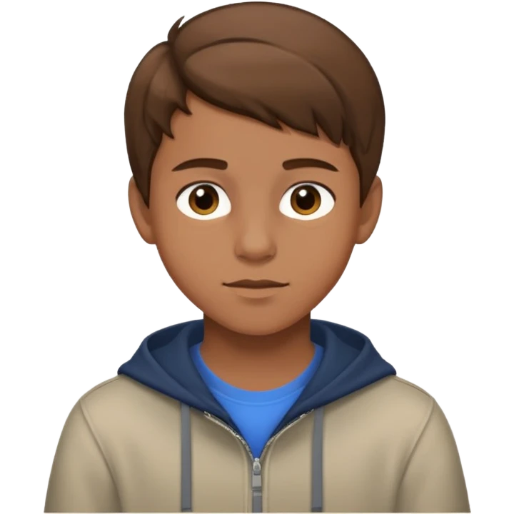 Niño de 13 años con el pelo marrón y piel cafe claro emoji
