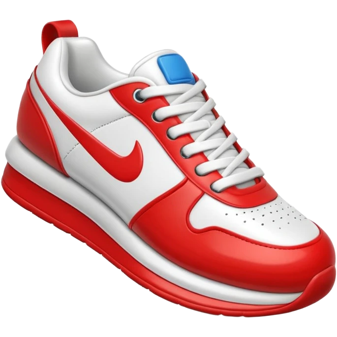 3D Apple-style emoji of a sneaker pressing down on the ground, showing the sole clearly. Rounded, glossy, smooth, soft shadows, white background. emoji