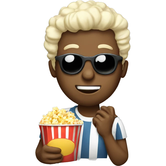 Guy with cinema glasses eating popcorn  emoji