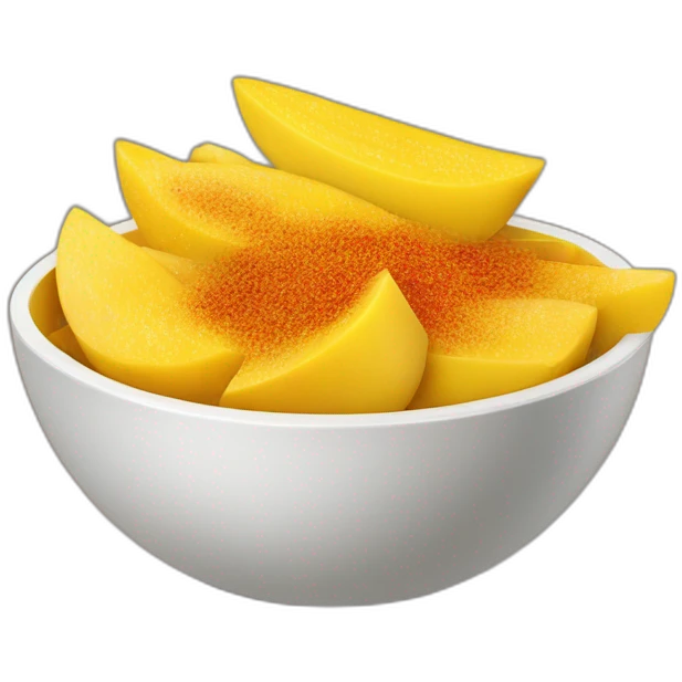 Bowl of sliced mango sprinkled with chili powder emoji