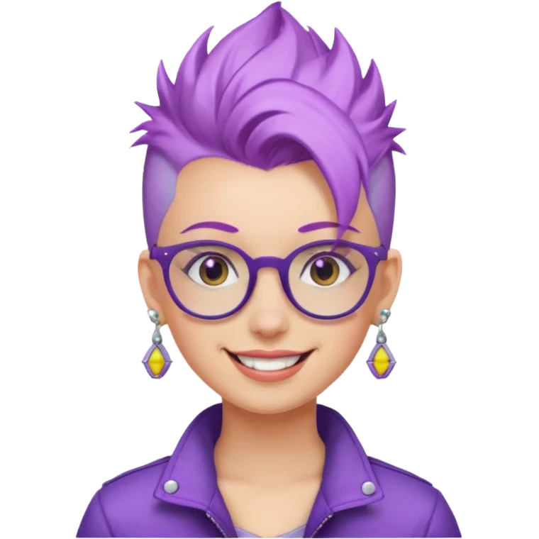 light purple hair girl mohawk with earrings and glassess emoji