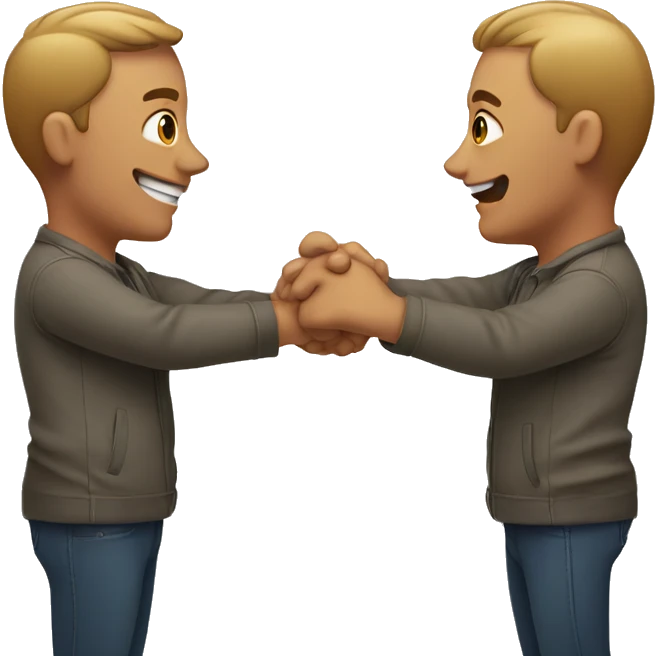 two men giving each other a hand angle from the side emoji