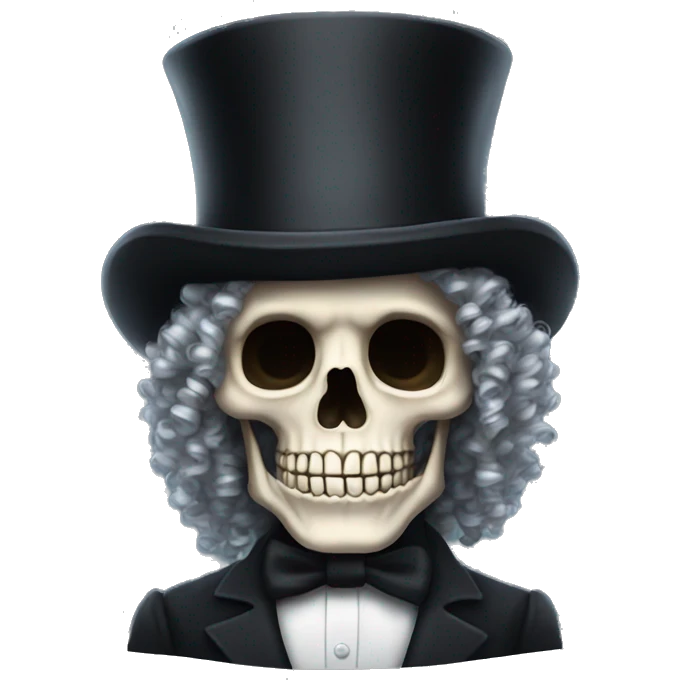 Top hat curly hair skeleton emoji
