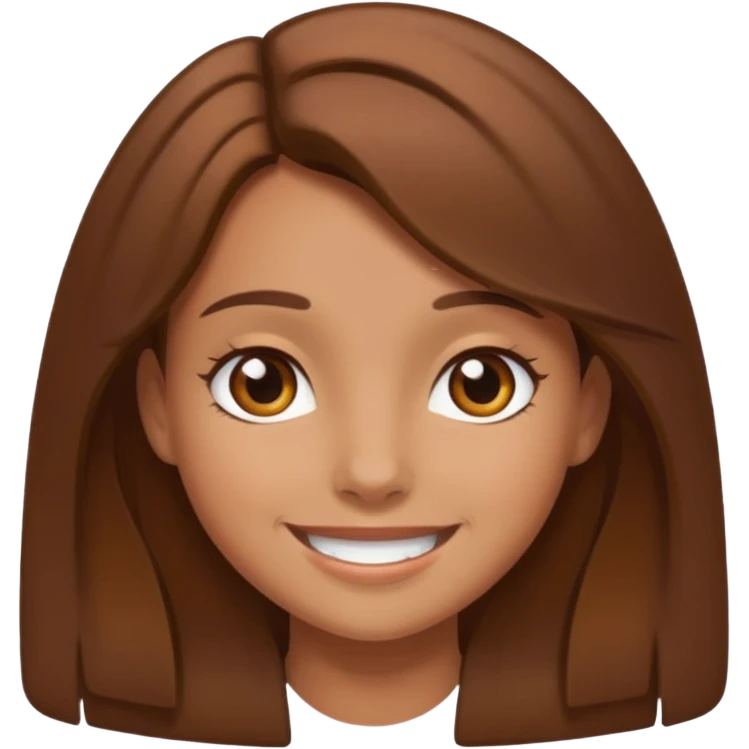 Tan girl with brown hair smiling emoji