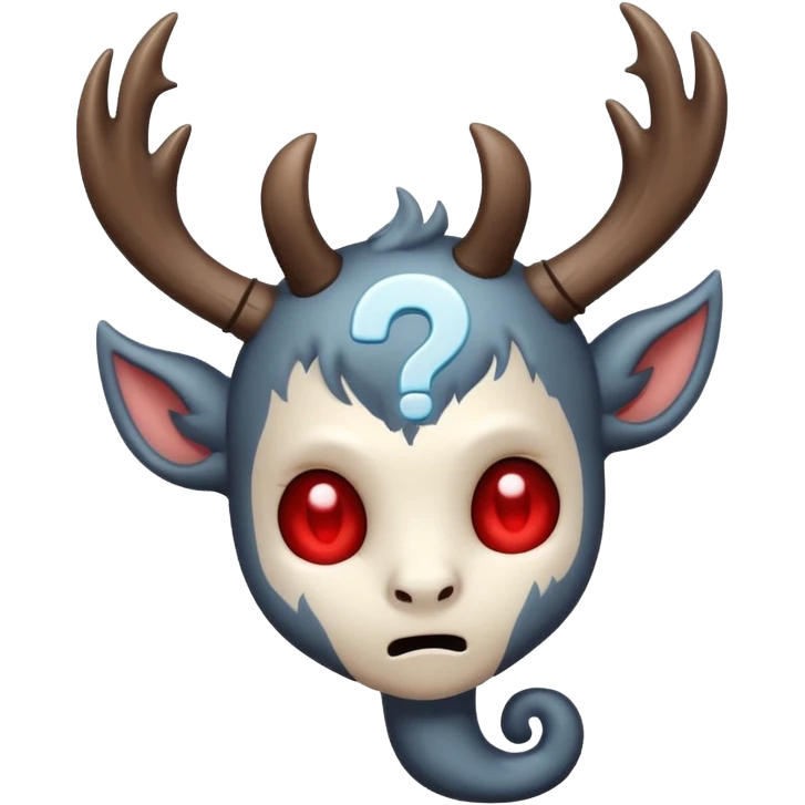 cute chibi wendigo looking confused with a question mark next to its head, emoji style emoji