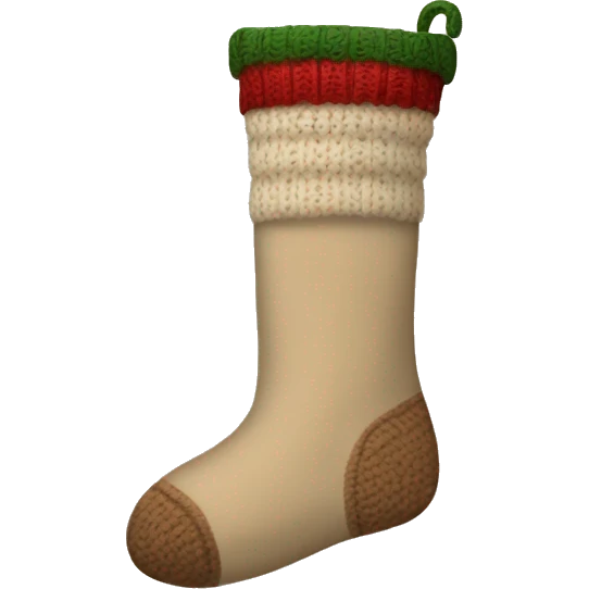 Beige knit Christmas sock emoji