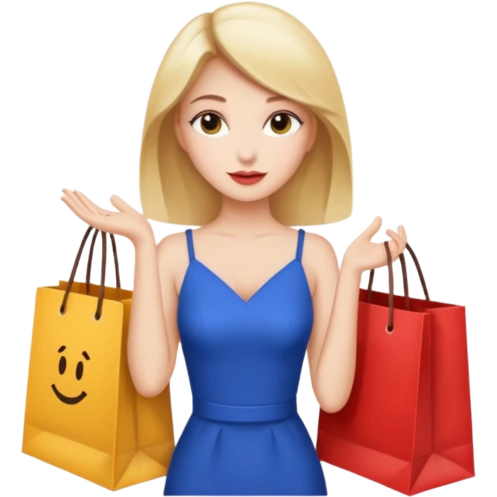 Glam girl calmly choosing one premium shopping bag, giving a small approving nod — quality over quantity emoji