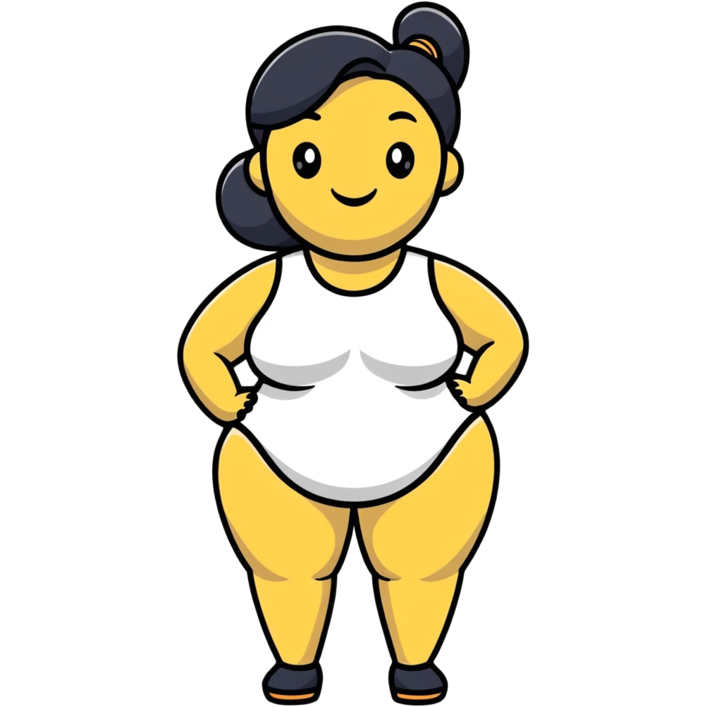 playful and friendly cartoon sticker of a confident, curvy woman emoji